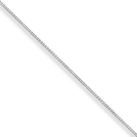 1mm 14k White Gold Solid Classic Box Chain Necklace 20 Inch